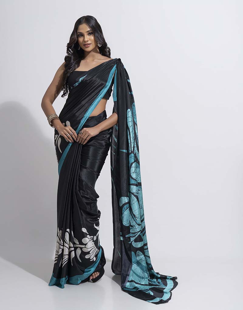 ETHNIC FUSION PRINTED BATIK INSPIRED SILK SAREE