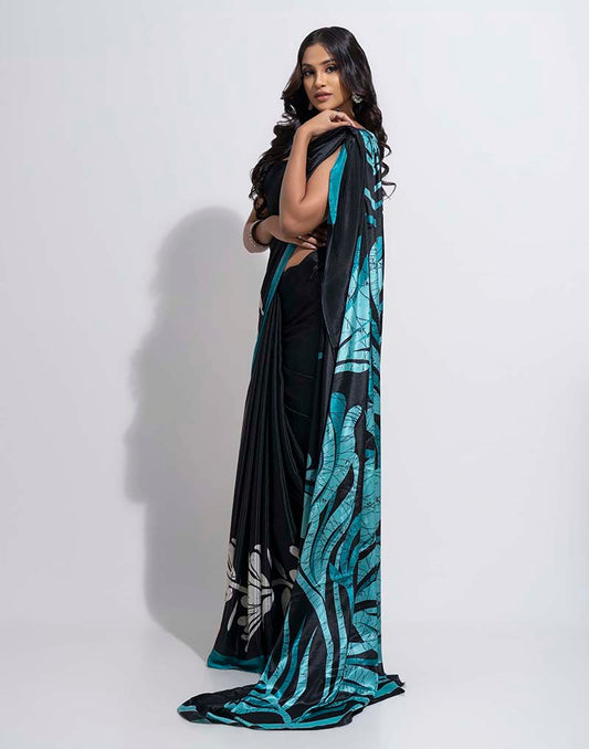 ETHNIC FUSION PRINTED BATIK INSPIRED SILK SAREE