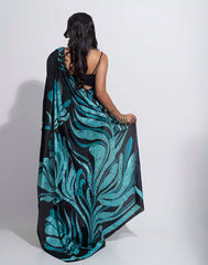 ETHNIC FUSION PRINTED BATIK INSPIRED SILK SAREE
