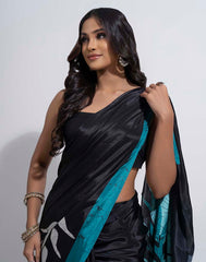ETHNIC FUSION PRINTED BATIK INSPIRED SILK SAREE