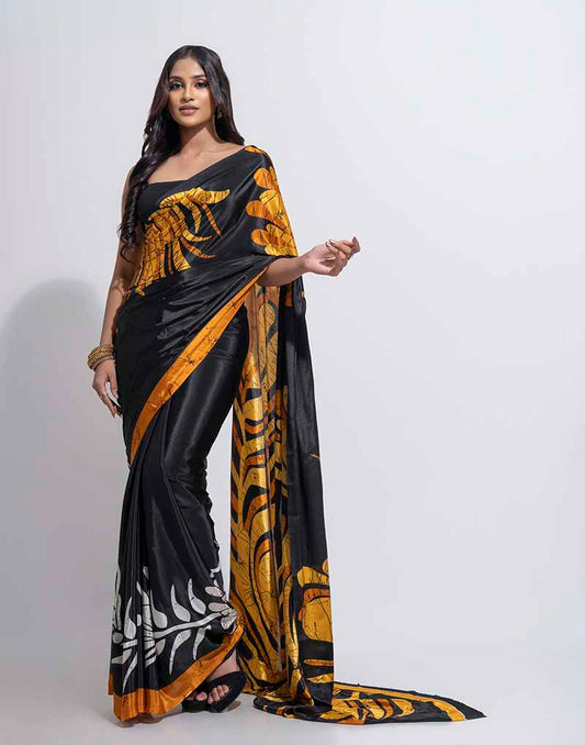 ETHNIC FUSION PRINTED BATIK INSPIRED SILK SAREE
