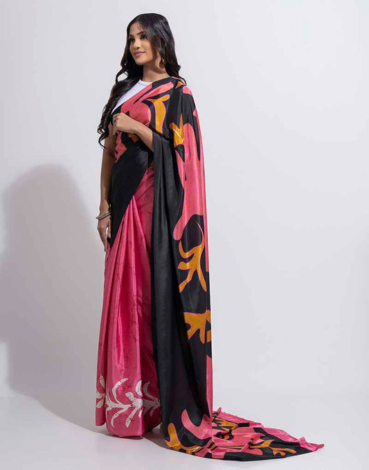 ETHNIC FUSION PRINTED BATIK INSPIRED SILK SAREE