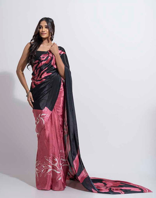 ETHNIC FUSION PRINTED BATIK INSPIRED SILK SAREE