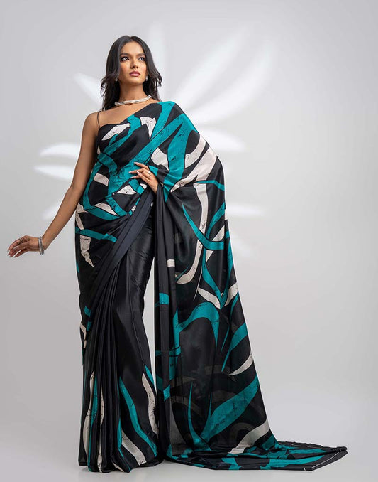 ETHNIC FUSION PRINTED BATIK INSPIRED SILK SAREE