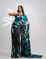 ETHNIC FUSION PRINTED BATIK INSPIRED SILK SAREE
