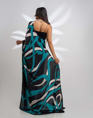 ETHNIC FUSION PRINTED BATIK INSPIRED SILK SAREE