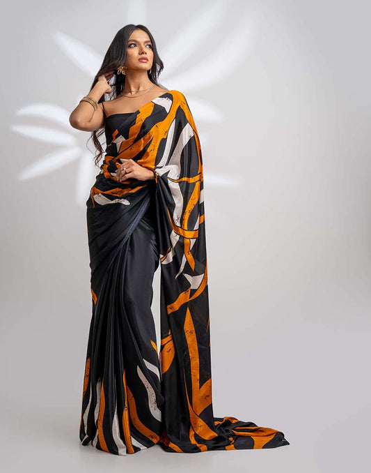 ETHNIC FUSION PRINTED BATIK INSPIRED SILK SAREE