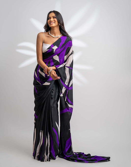 ETHNIC FUSION PRINTED BATIK INSPIRED SILK SAREE