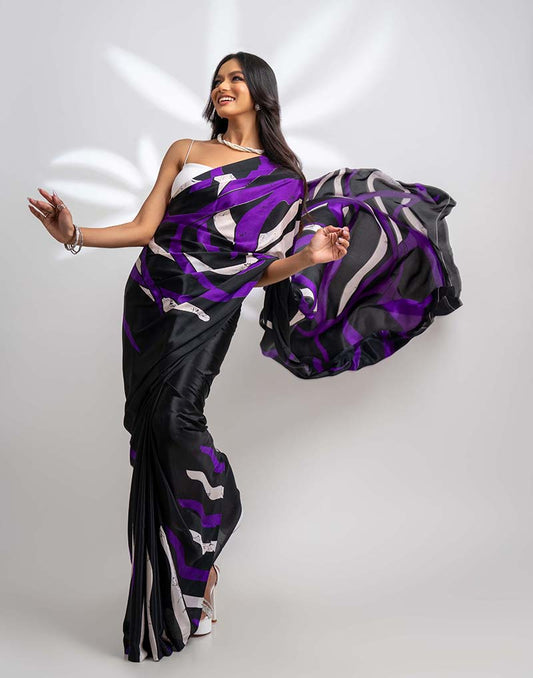 ETHNIC FUSION PRINTED BATIK INSPIRED SILK SAREE