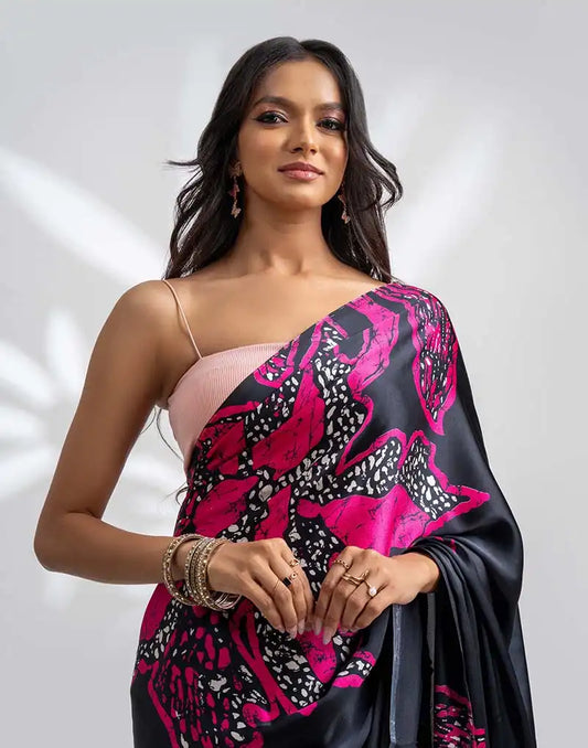 ETHNIC FUSION PRINTED BATIK INSPIRED SILK SAREE