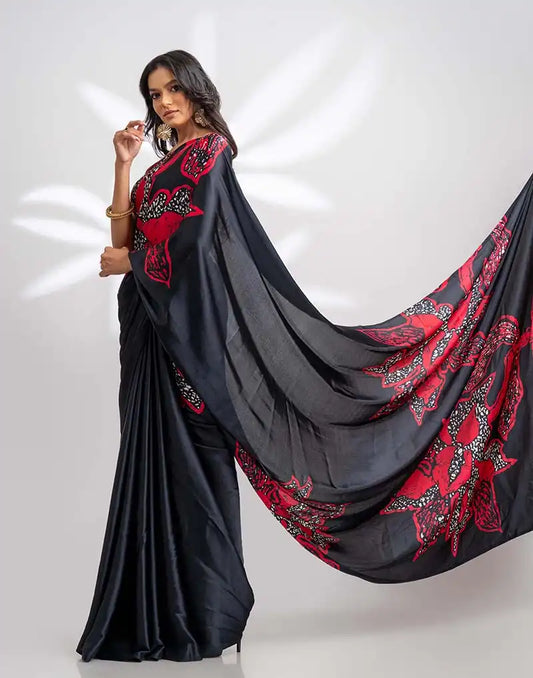 ETHNIC FUSION PRINTED BATIK INSPIRED SILK SAREE