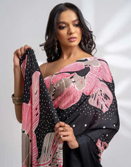 ETHNIC FUSION PRINTED BATIK INSPIRED SILK SAREE