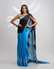 ETHNIC FUSION PRINTED BATIK INSPIRED SILK SAREE