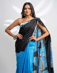 ETHNIC FUSION PRINTED BATIK INSPIRED SILK SAREE