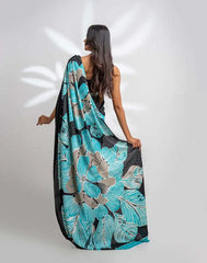 ETHNIC FUSION PRINTED BATIK INSPIRED SILK SAREE