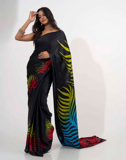 ETHNIC FUSION PRINTED BATIK INSPIRED SILK SAREE