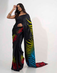 ETHNIC FUSION PRINTED BATIK INSPIRED SILK SAREE