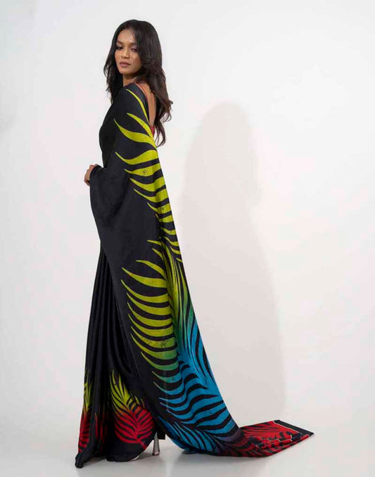 ETHNIC FUSION PRINTED BATIK INSPIRED SILK SAREE