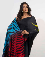 ETHNIC FUSION PRINTED BATIK INSPIRED SILK SAREE