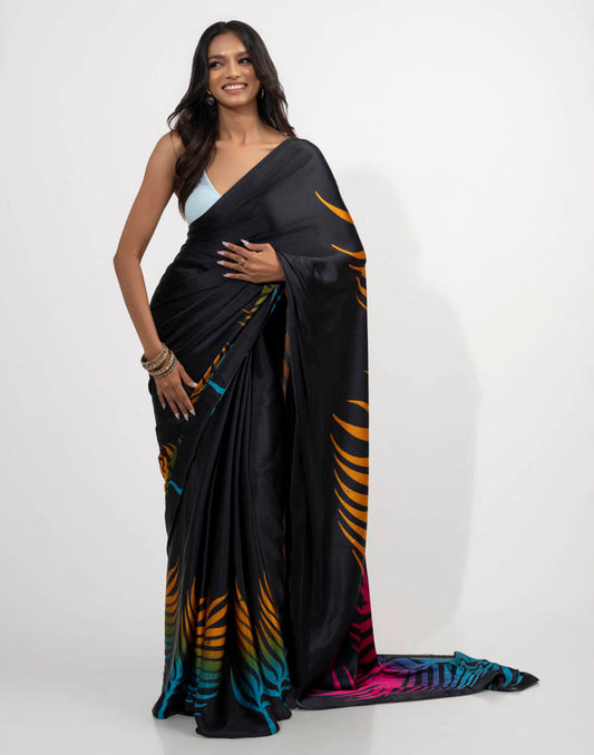 ETHNIC FUSION PRINTED BATIK INSPIRED SILK SAREE