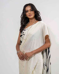 ETHNIC FUSION PRINTED BATIK INSPIRED SILK SAREE