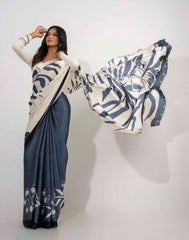 ETHNIC FUSION PRINTED BATIK INSPIRED SILK SAREE