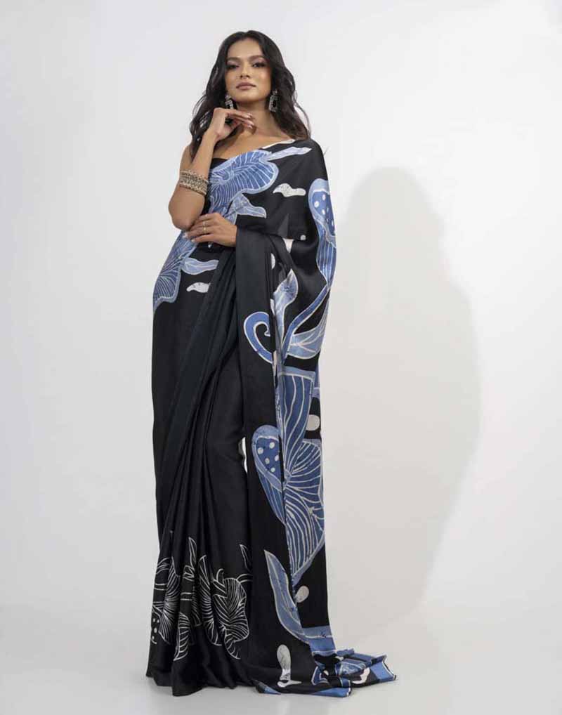 ETHNIC FUSION PRINTED BATIK INSPIRED SILK SAREE