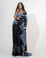 ETHNIC FUSION PRINTED BATIK INSPIRED SILK SAREE
