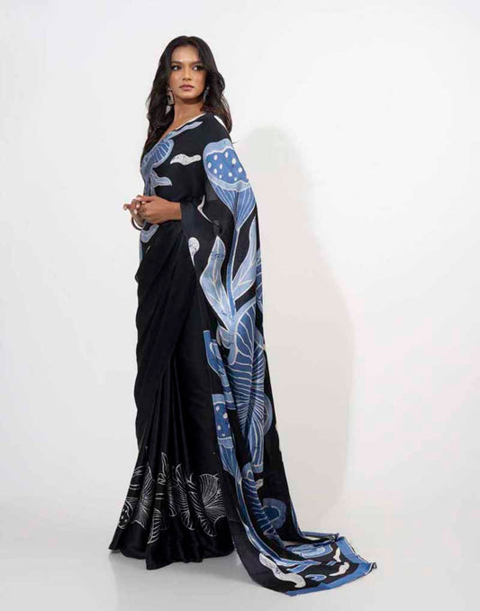 ETHNIC FUSION PRINTED BATIK INSPIRED SILK SAREE
