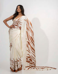 ETHNIC FUSION PRINTED BATIK INSPIRED SILK SAREE