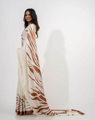 ETHNIC FUSION PRINTED BATIK INSPIRED SILK SAREE