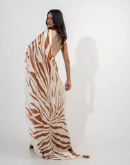 ETHNIC FUSION PRINTED BATIK INSPIRED SILK SAREE