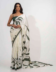 ETHNIC FUSION PRINTED BATIK INSPIRED SILK SAREE
