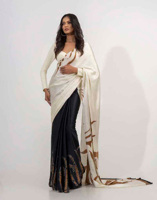 ETHNIC FUSION PRINTED BATIK INSPIRED SILK SAREE
