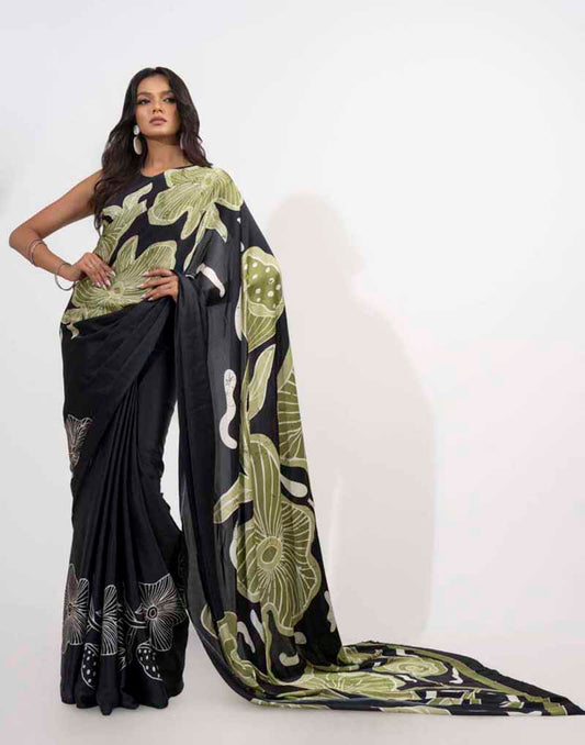 ETHNIC FUSION PRINTED BATIK INSPIRED SILK SAREE