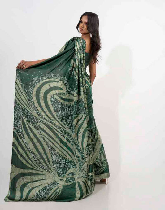 ETHNIC FUSION PRINTED BATIK INSPIRED SILK SAREE
