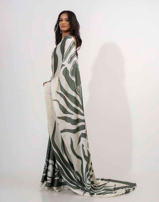 ETHNIC FUSION PRINTED BATIK INSPIRED SILK SAREE