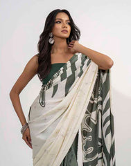 ETHNIC FUSION PRINTED BATIK INSPIRED SILK SAREE