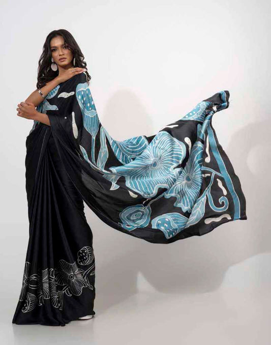 ETHNIC FUSION PRINTED BATIK INSPIRED SILK SAREE