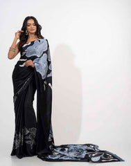 ETHNIC FUSION PRINTED BATIK INSPIRED SILK SAREE