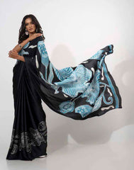 ETHNIC FUSION PRINTED BATIK INSPIRED SILK SAREE