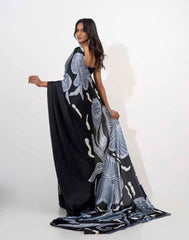 ETHNIC FUSION PRINTED BATIK INSPIRED SILK SAREE