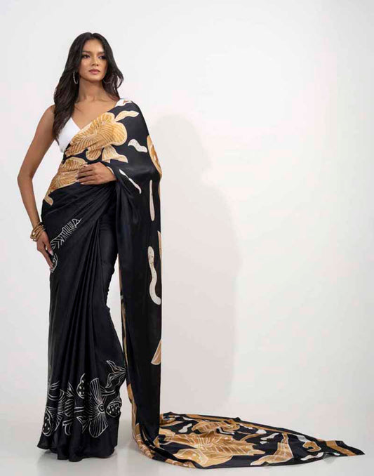 ETHNIC FUSION PRINTED BATIK INSPIRED SILK SAREE