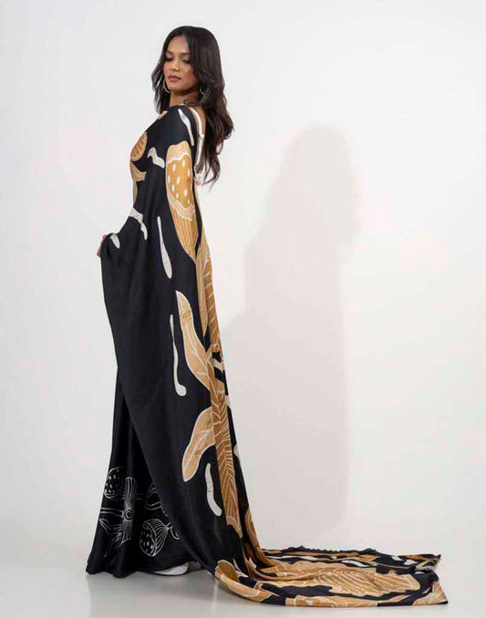 ETHNIC FUSION PRINTED BATIK INSPIRED SILK SAREE