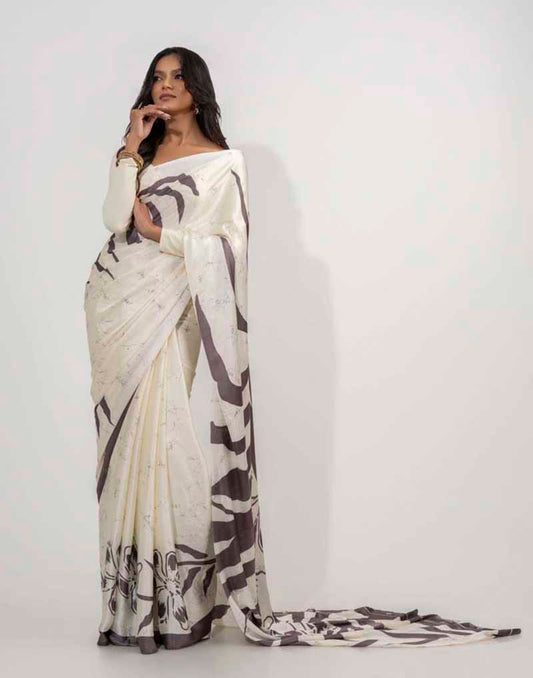 ETHNIC FUSION PRINTED BATIK INSPIRED SILK SAREE