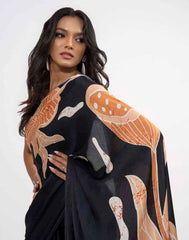 ETHNIC FUSION PRINTED BATIK INSPIRED SILK SAREE