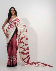 ETHNIC FUSION PRINTED BATIK INSPIRED SILK SAREE