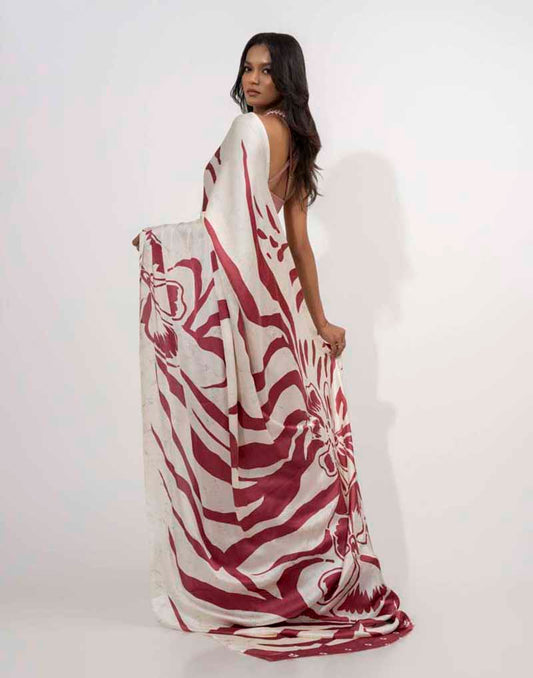 ETHNIC FUSION PRINTED BATIK INSPIRED SILK SAREE