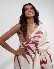 ETHNIC FUSION PRINTED BATIK INSPIRED SILK SAREE