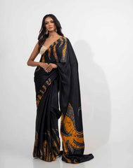ETHNIC FUSION PRINTED BATIK INSPIRED SILK SAREE